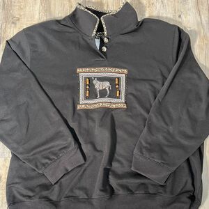 Koret Sweatshirt Vintage Animal Zebra Women's 2X Black
